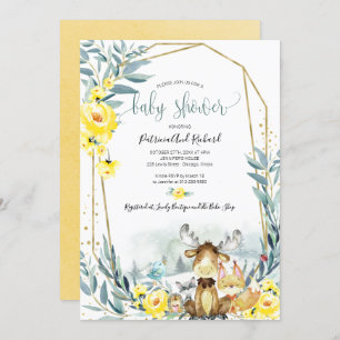 Schattig Baby shower Woodland Floral Greenery Kaart