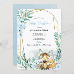 Schattig Baby shower Woodland Floral Greenery Kaart