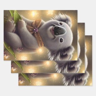 Schattig Baby Smiling Koala Beer Inpakpapier Vel