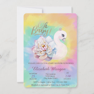Schattig Baby Swan Tie Dye Baby shower Kaart