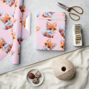 Schattig baby vosspatroon cadeaupapier