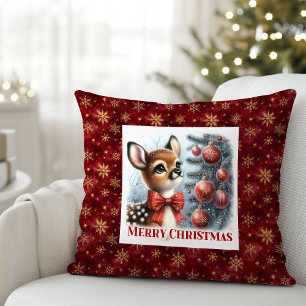 Schattig babyhert besneeuwd bos kinder cadeau Kers Kussen