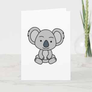Schattig babykoalaa met een glimlach die zit kaart