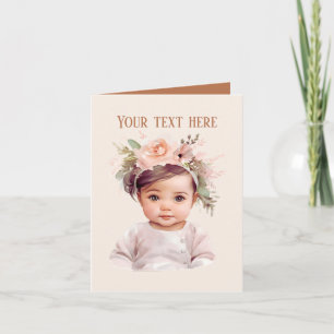 Schattig babymeisje voeg bericht toe kaart