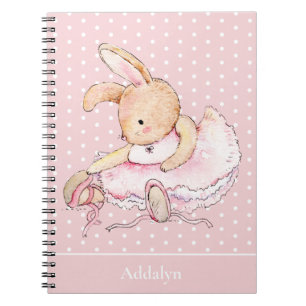 Schattig Ballerina Konijn Roze Tutu Stippen Notitieboek