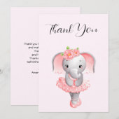 Schattig Ballerina Olifant En Pointe Bedankkaart (Voorkant / Achterkant)