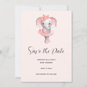 Schattig Ballerina Olifant En Pointe Save The Date (Voorkant)