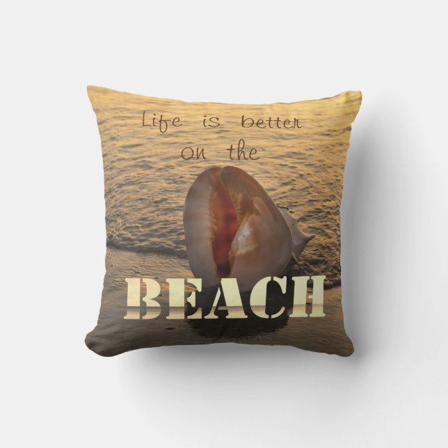 Schattig Beach Sunset Seashell Sand Kussen (Voorkant)