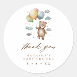 Schattig Beer en ballonnen Baby shower Dank u Ronde Sticker