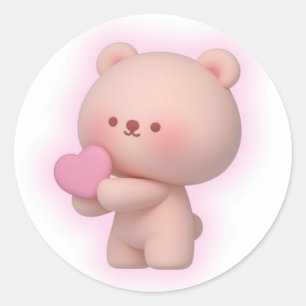 Schattig Beer knuffel Ronde Sticker