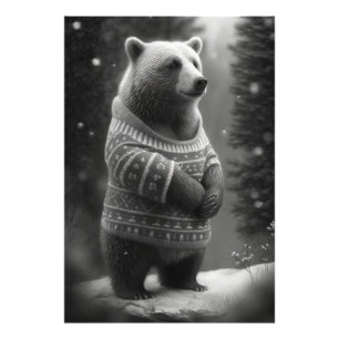 Schattig Beer met een Cozy Sweater Foto Afdruk