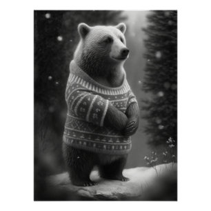Schattig Beer met een Cozy Sweater Perfect Poster