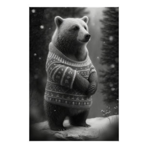 Schattig Beer met een Cozy Sweater Perfect Poster