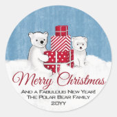 Schattig Beer met rode kerst Ronde Sticker (Voorkant)