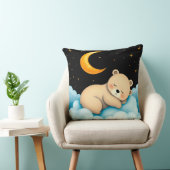 Schattig Beer op bewolking onder maanlicht Kussen (Stoel)