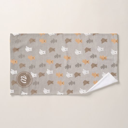 Schattig Beer Patroon Initiaal Monogram Bad Handdoek (Handdoek)