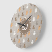 Schattig Beer Patroon Initiaal Monogram Grote Klok (Hoek)