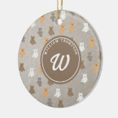 Schattig Beer Patroon Initiaal Monogram Keramisch Ornament (Links)