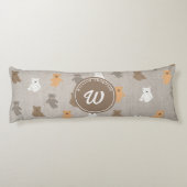 Schattig Beer Patroon Initiaal Monogram Lichaamskussen (Achterkant)