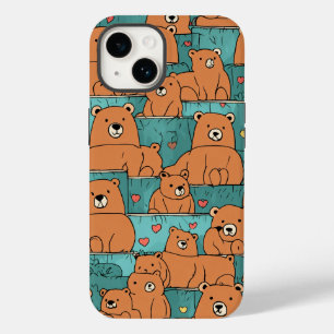 Schattig Beer Patroon Telefoonhoesontwerp Case-Mate iPhone 14 Hoesje