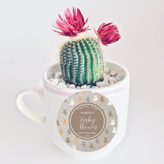 Schattig Beer Pattern Baby shower Ronde Sticker