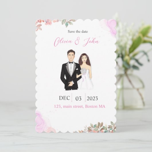 schattig, bewaar de datum, Flat Save The Date Kaar (Staand voorkant)