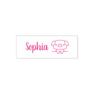 Schattig Biggetje, Gepersonaliseerde Naam Zelfinktende Stempel