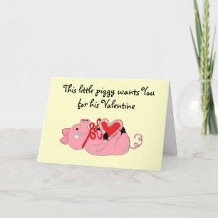 Schattig Biggetje Valentijn Feestdagen Kaart