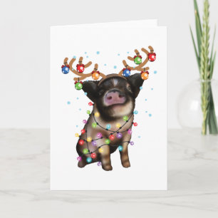 Schattig Biggetje, Varken Liefhebber Grappig Kerst Kaart