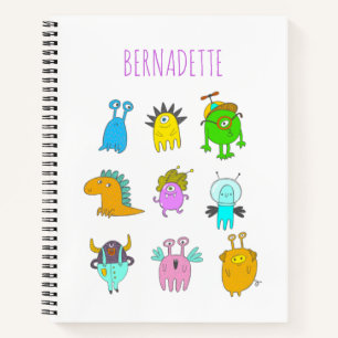 Schattig Bizar Kleurrijk Monster Tekening Persoonl Notitieboek