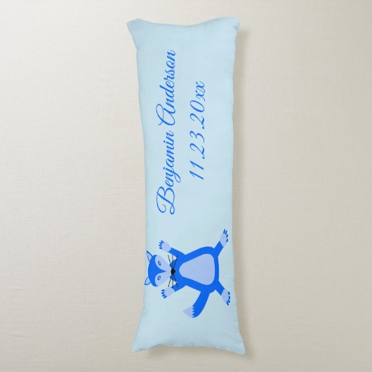Schattig blauw baby jongen vos op maat lichaamskussen (Voorkant Verticaal)
