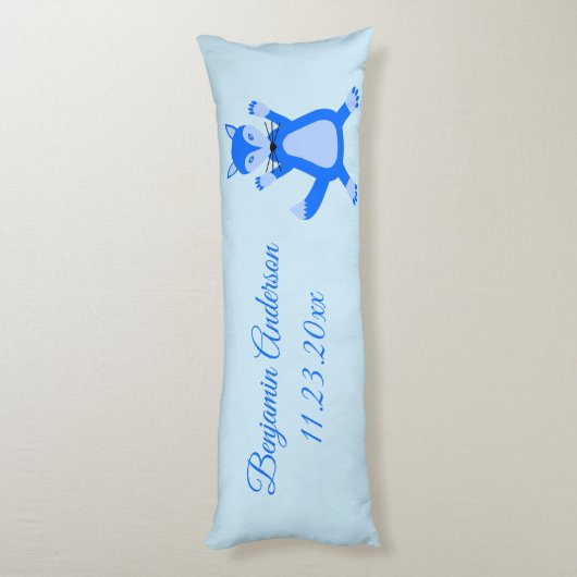 Schattig blauw baby jongen vos op maat lichaamskussen (Achterkant (Verticaal))