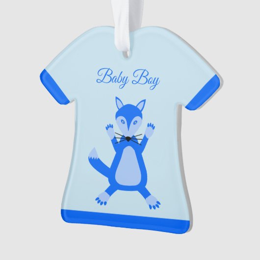 Schattig blauw baby jongen vos op maat ornament (voorkant)
