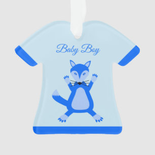 Schattig blauw baby jongen vos op maat ornament