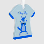 Schattig blauw baby jongen vos op maat ornament (voorkant)