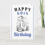 Schattig Blauw en Wit Trex Man 60e Verjaardag Kaart (Voorkant)