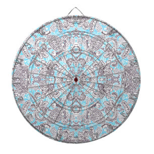 Schattig blauw grijs klassiek bloemmotief dartbord