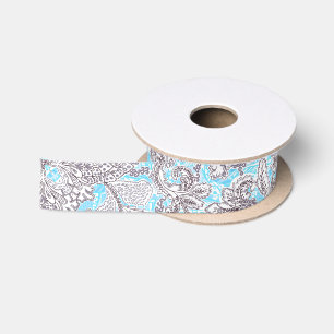 Schattig blauw grijs klassiek bloemmotief lint