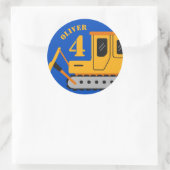 Schattig Blauw Kinderconstructie Verjaardag Ronde Sticker (Tas)