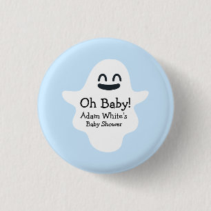 Schattig blauw Oh Baby! Ghost Halloween Baby showe Ronde Button 3,2 Cm