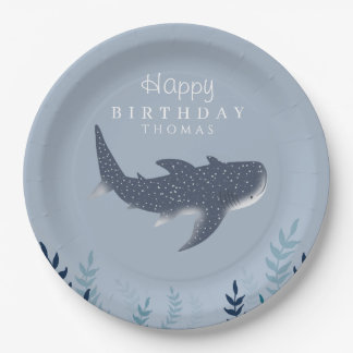 Schattig blauw onder het Zee Manta Ray Birthday Papieren Bordje