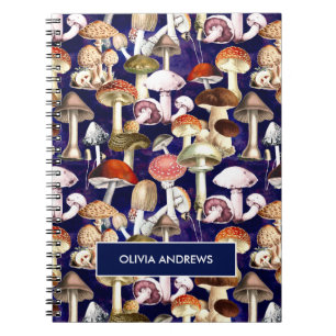 Schattig blauw paddestoel schimmels tuin patroon notitieboek