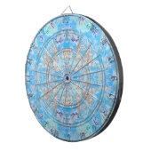 Schattig blauw pastelkleurig bloemmotief dartbord (Voorkant Rechts)