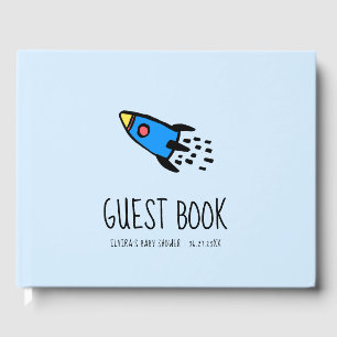 Schattig blauw raket baby boy Baby shower Gastenboek