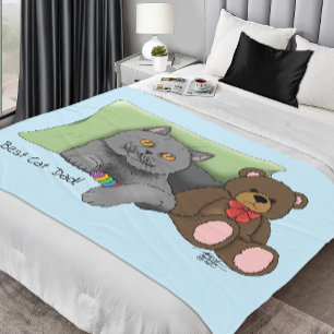 Schattig Blauw Schattig Grijs Beste Kattenvader Va Fleece Deken