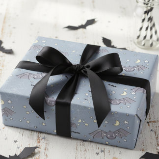 Schattig blauw spooky Schattige vleermuizen hallow Cadeaupapier