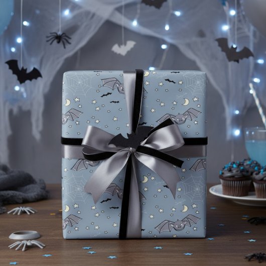 Schattig blauw spooky Schattige vleermuizen hallow Cadeaupapier