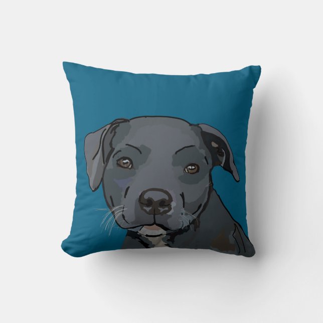 Schattig blauw staffy (blauw) kussen (Voorkant)