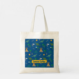 Schattig Blauw Wildlife Dinosaurus Patroon Geperso Tote Bag