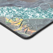 Schattig Blauwgroen Glitter Holografisch Opal Marm Bureaumat (Hoek)